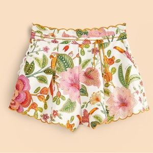 Farm Rio Off-White Macaw Bloom Shorts X-Small, New w Tags